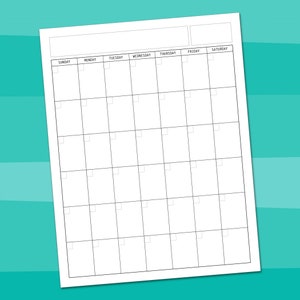 Blank Calendar Page - Instant Download Printable - Modern Month ...