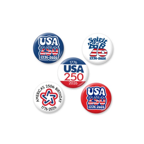 5-Pack MINI Buttons: Red White Blue USA 250 - Celebrate the Semiquincentennial