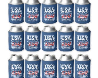 15 Pack Can Coolers - USA 250 Semiquincentennial 1776-2026 United States