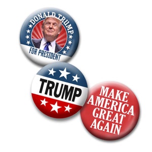 3-pack of 1.5&quot; Donald Trump 2024 Buttons - Republican for President - Classic Ike Design and More pin button