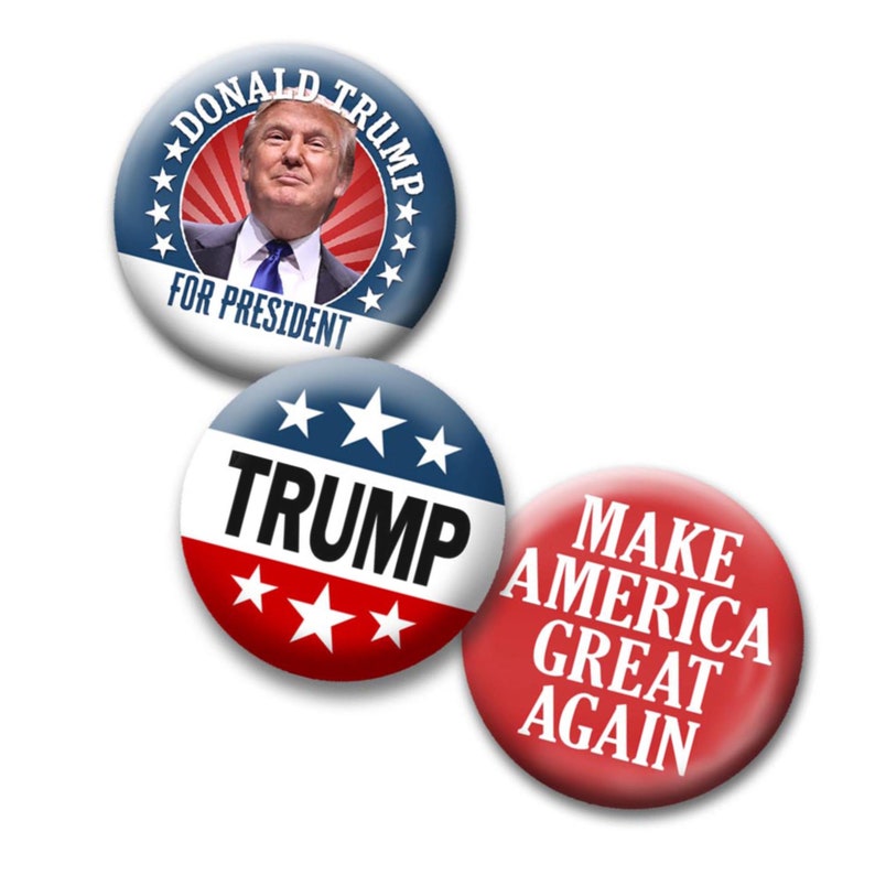 3-pack of 1.5 Donald Trump 2024 Buttons Republican for President Classic Ike Design and More pin button image 1