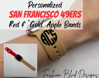 San Francisco 49ers Personalized Apple Watch Band • Red & Gold Engraved • Fits ALL: 38/40/41/42/44/45/49mm • NFC 2024 Champs! | Super Bowl