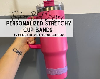 Stanley Cup Personalized Silicone Cup Bands • Engraved Labels with Name / Text + Designs • Perfect for ID reasons or to customize your cup!