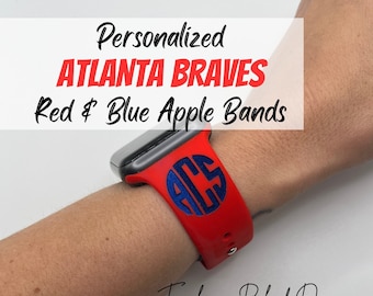 Atlanta Braves Personalized Apple Watch Band • Fits ALL Series: 38/40/41/42/44/45/49mm [Custom Laser Engraved Silicone Bands] • MLB Baseball