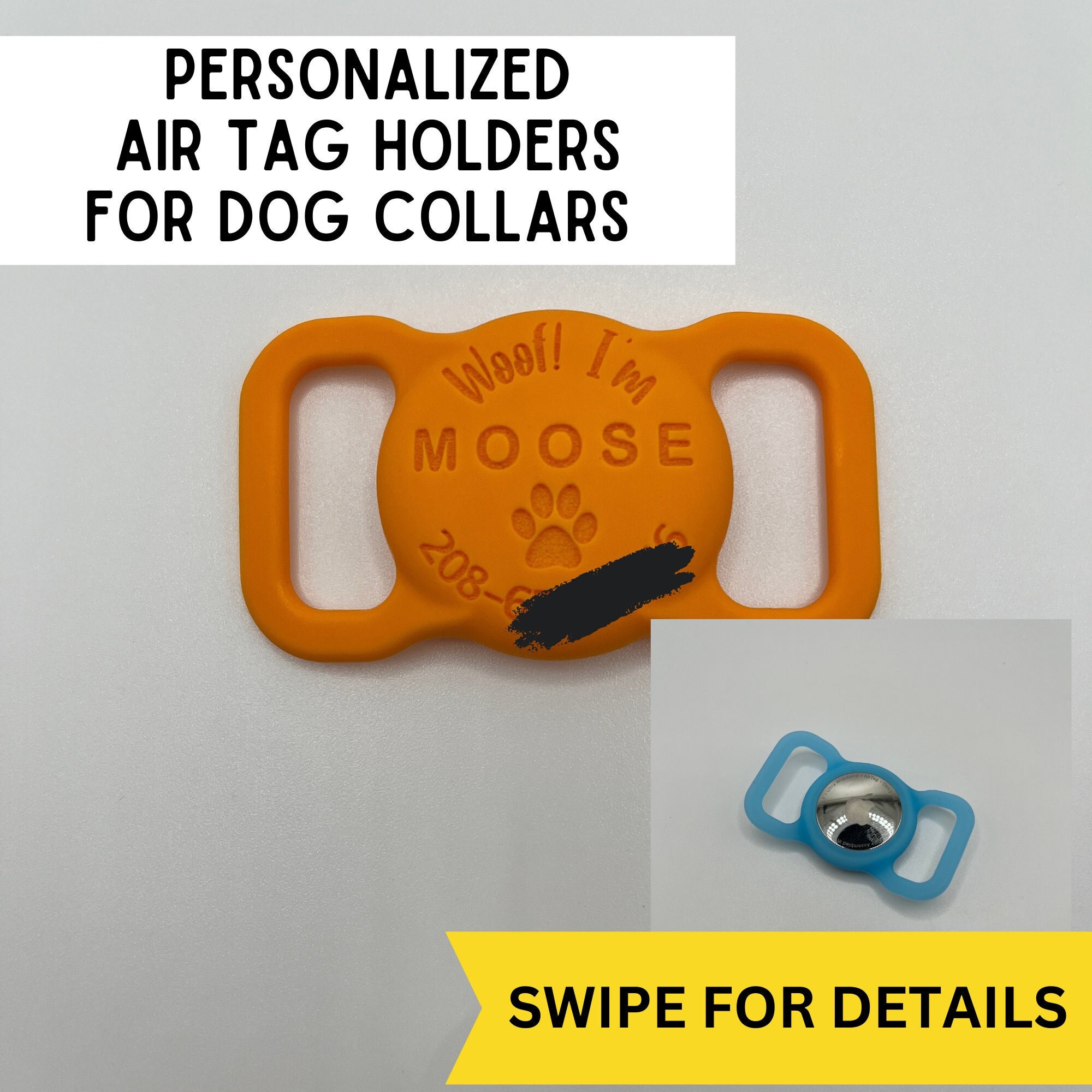 Personalized Pet Apple Air Tag Holder for Dog Collar Custom Pet ID Case 15  Colors Custom Designs Available silicone Sleeve 