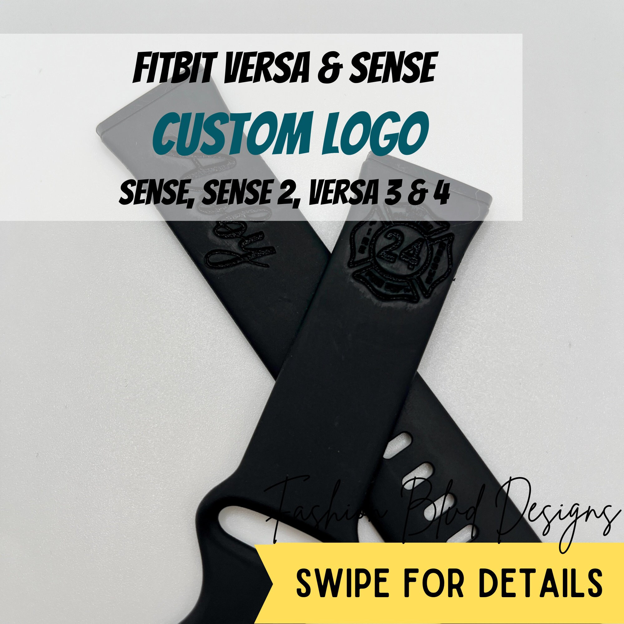 Custom Logo Business Personalized Fitbit Watch Band your Logo Design Fits Sense Sense 2 Versa 3 Versa 4 in Small or Large Etsy