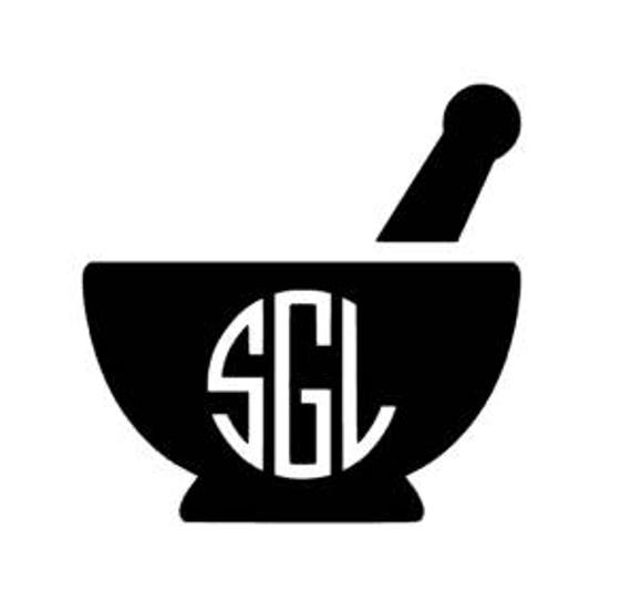 Personalized Pharmacy Mortar & Pestle Monogram Vinyl Decal Etsy