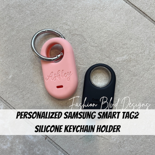 Monogram Name Samsung Galaxy SmartTag2 Keychain Holder | Customized Designs Available [Personalized Custom Laser Engraved Silicone]