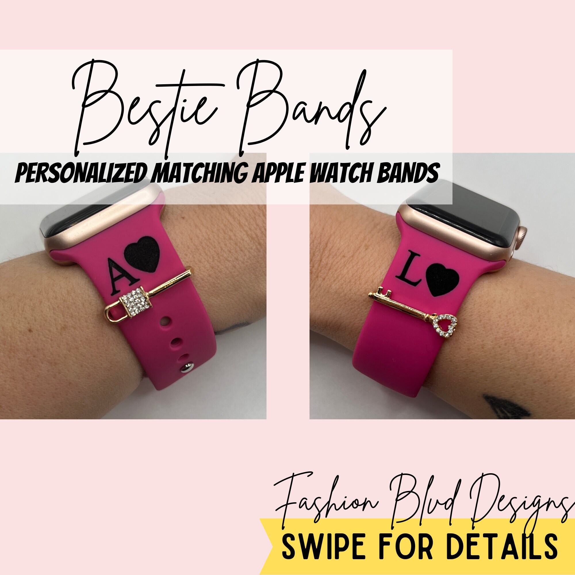Best Friends Matching Apple Watch Bands Charm Sets Besties Couples Happy Valentine s Galentine s Day Etsy