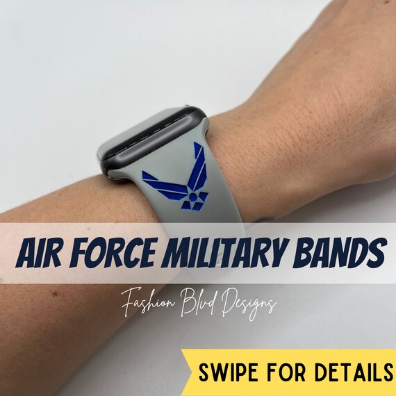 USAF Air Force Corps Military Customized Apple Watch Band fits ALL Series 38 40 41 42 44 45mm personalized Laser Engraved Silicone Etsy
