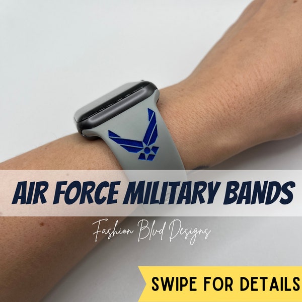 USAF Air Force Corps Military Customized Apple Watch Band • Fits ALL Series: 38 40 41 42 44 45mm [Personalized Laser Engraved Silicone]