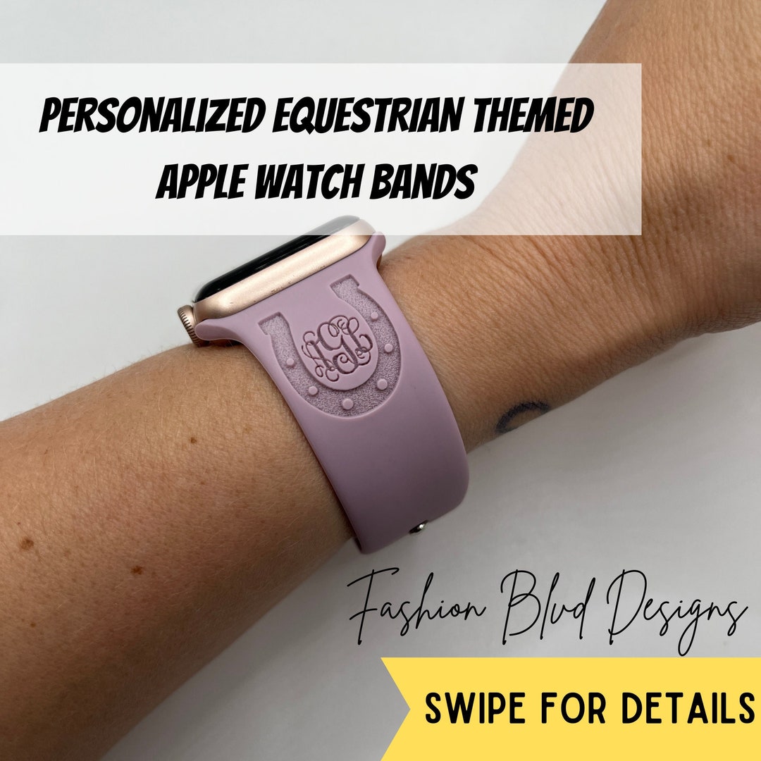 Personalized Equestrian Apple Watch Band fits ALL 38/40/41/42/44/45/49mm custom Laser Engraved