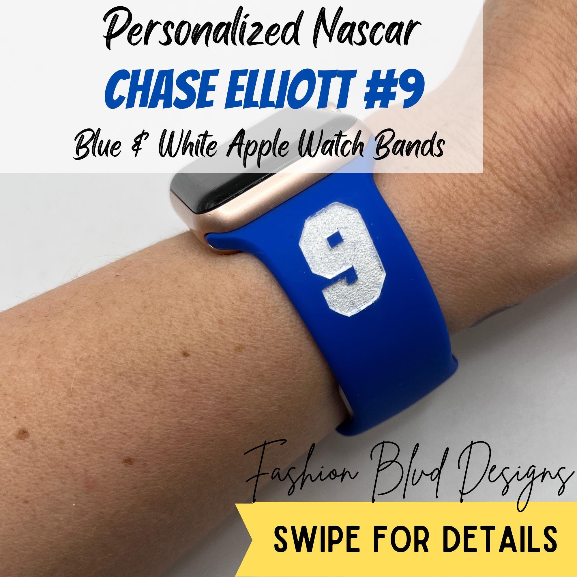 Chase Elliott #9 Personalized Apple Watch Band • Blue
