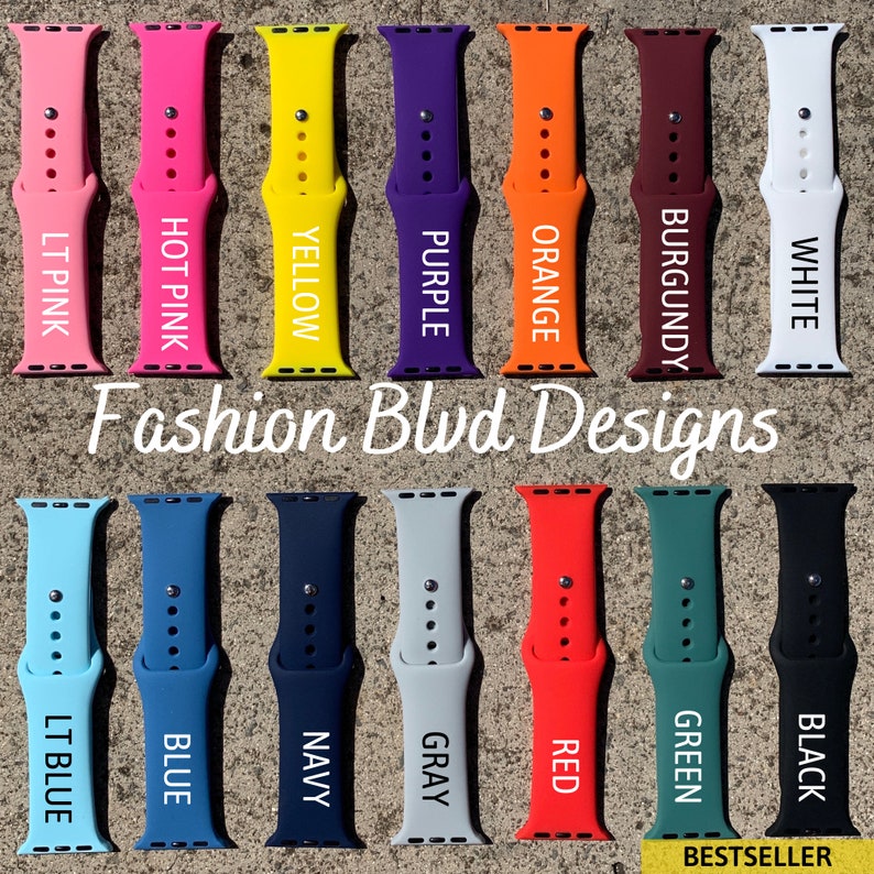 Personalized Apple Watch Band Laser Engraved Silicone Etsy