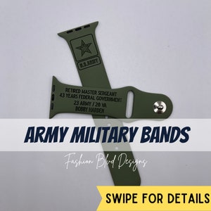 US ARMY Military Customized Apple Watch Band • Fits ALL Series: 38 40 41 42 44 45 49mm [Personalized Laser Engraved Silicone]