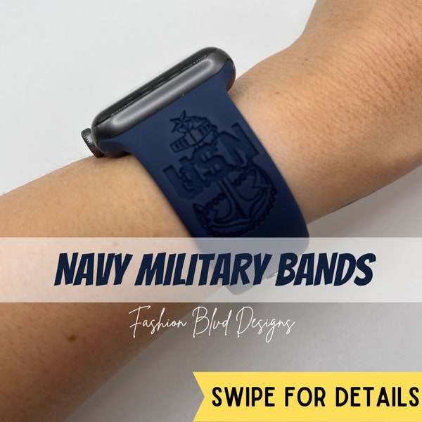 US NAVY Military Customized Apple Watch Band • Fits ALL Series: 38 40 41 42 44 45 49mm [Personalized Laser Engraved Silicone]