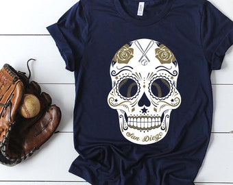 San diego sugar skull shirt | San diego baseball shirt | San diego Baseball tank top |  Baseball sweatshirt | Customize | Size XS-4X