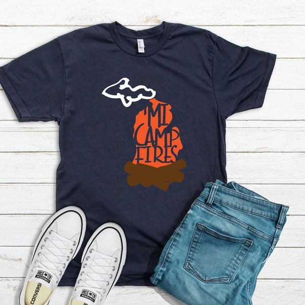 Michigan campfire shirt, Michigan shirt, great lakes shirt, great lakes girl, up north shirt, customize, Size XS-4X