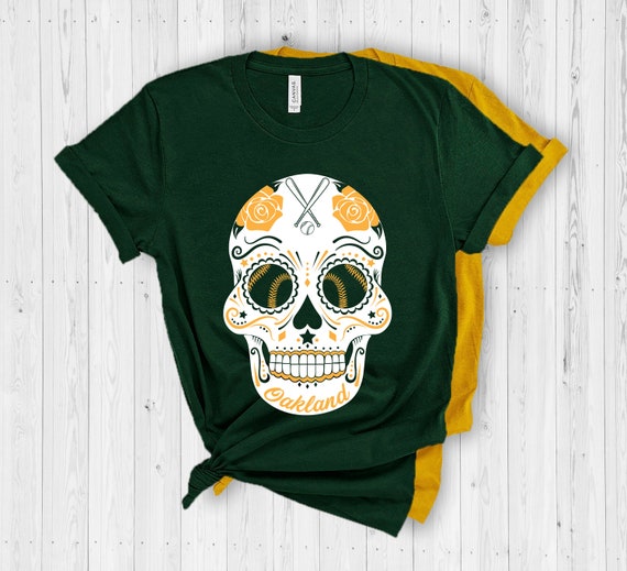 oakland a's skull shirt