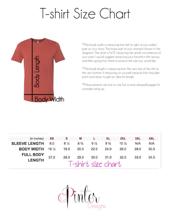 Baseball Shirt Size Chart