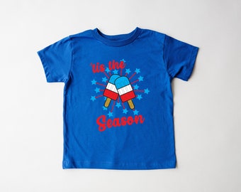 4th of July toddler shirt, tis the season popsicle shirt, Memorial day kids shirt, trendy retro patriotic tee, pop culture baby onesie®