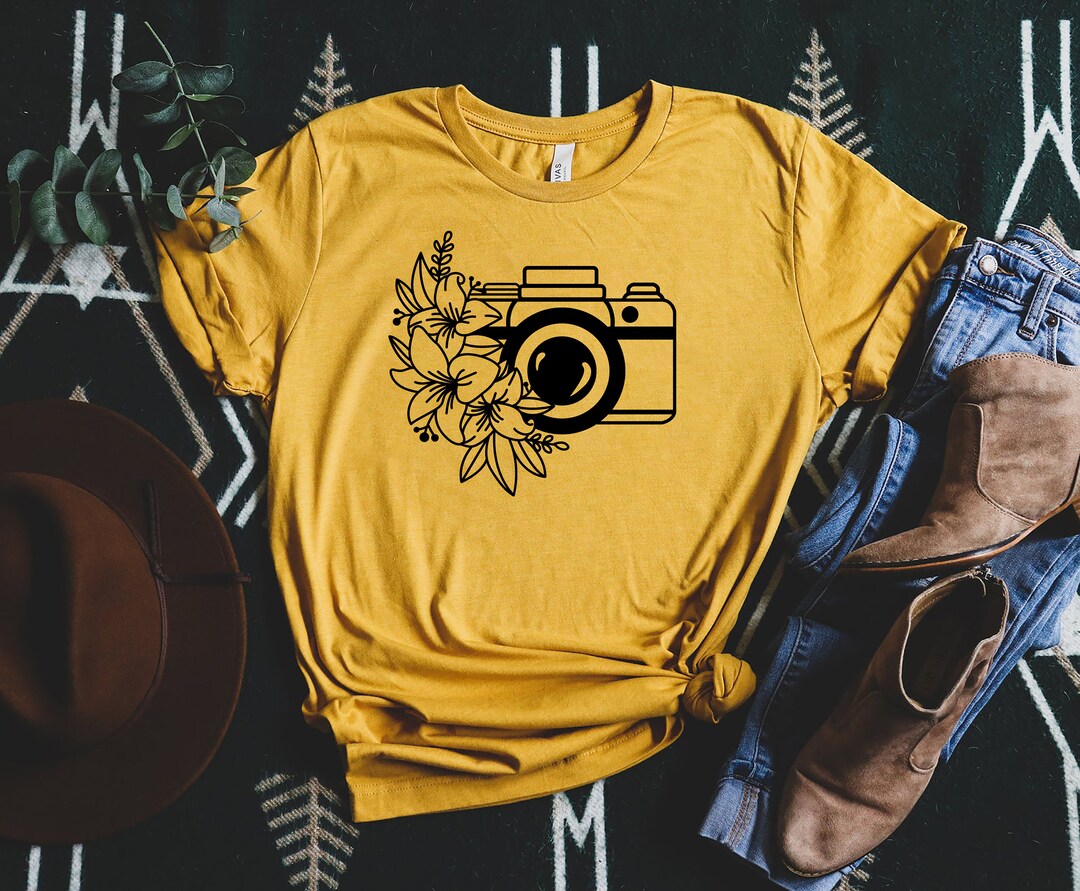 Floral Camera Shirt, Photographer Shirt, Camera Shirt, Simplistic Shirt
