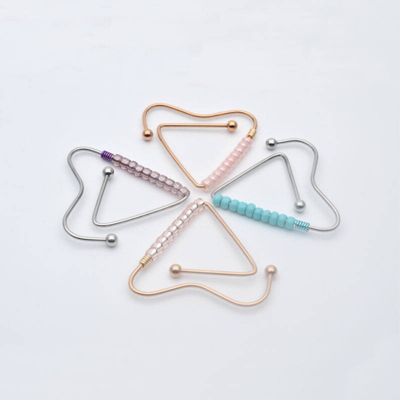 ONE nipple ring,16G heart nipple barbell,rose gold nipple ring,beaded nipple piercing jewelry
