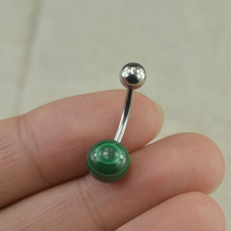 belly button jewelry malachite belly ring,nature malachite stone belly button ring,girlfriend gift