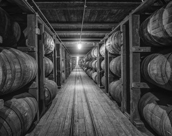 Old Bourbon Distillery Rickhouse Fine Art Print, Whiskey Barrel Wall Art and Decor