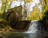 Wolf Pen Branch Mill of Jefferson County in Louisville Kentucky, Water Mill Nature Canvas and Unframed Paper Photo Print for Wall Decor