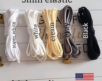 5mm Spandex Elastic Cord, Latex-Free, DIY Mask Supplies