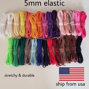 Cordino elastico senza lattice, elastico morbido, elastico da 5 mm, cordino elastico, elastico da 1/4 di pollice, mascherina fai da te, cordino elastico, elastico da cucire, cucito fai da te
