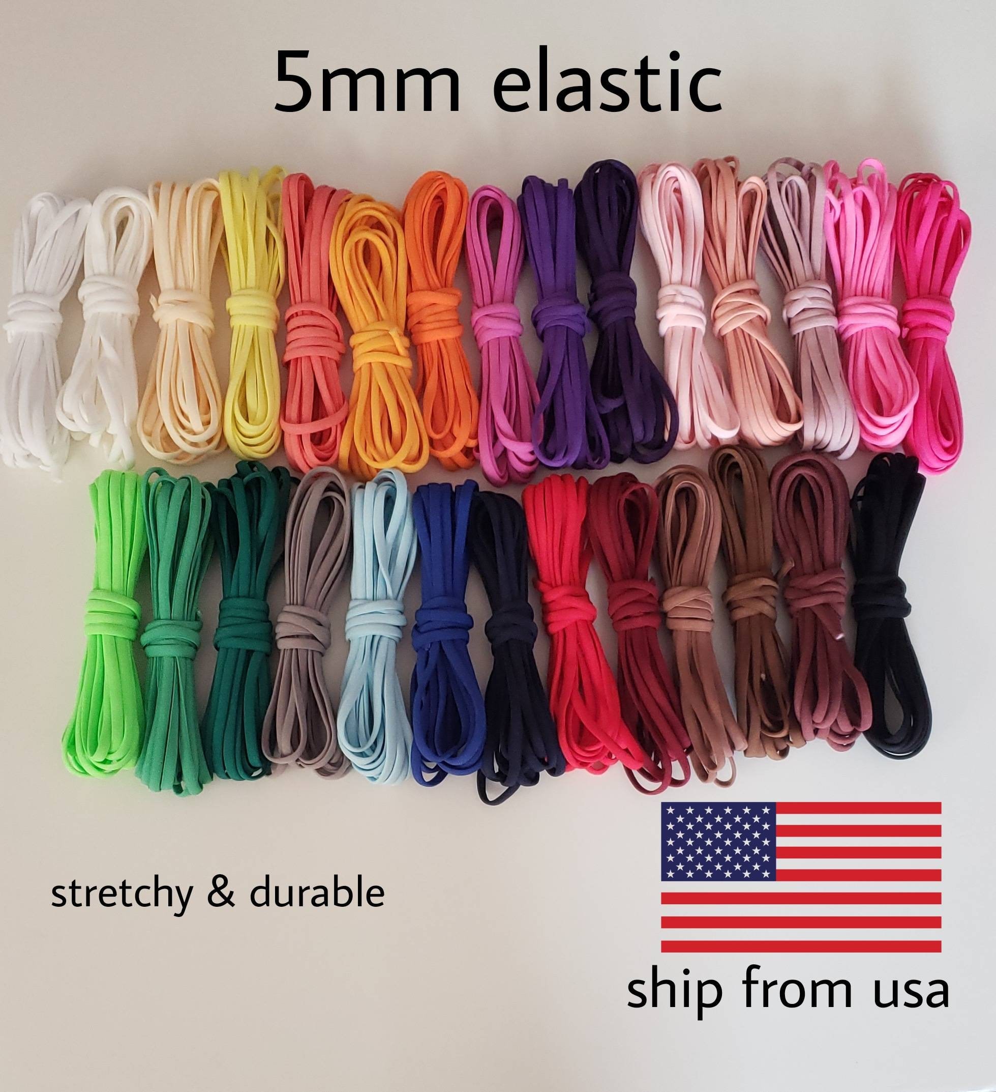 Latex free elastic cord,Soft Elastic ,5mm elastic ,elastic cord,1/4 inch Elastic, diy face mask, Elastic cord, sewing elastic,  diy sewing