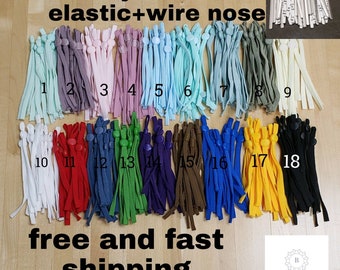 Soft Elastic with nose wires Adjustable Ear Loops Elastic,Soft Elastic for sewing Face Masks , 5mm elastic , 1/4" soft Elastic with stoppers