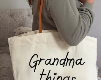 Grandma Things-draagtas, herbruikbare canvas boodschappentas