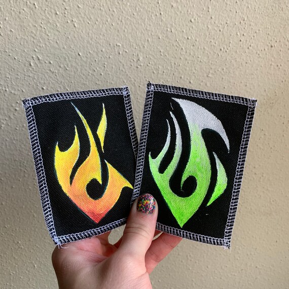 Abstract Flame Patch Hand Painted by V