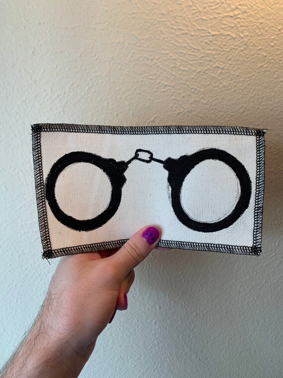 Handcuffs Patch Hand Painted by V