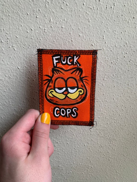 Garfield Fuck Cops Patch Hand Painted by Ayla