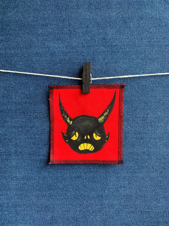Sad Devil Patch Hand Painted by V