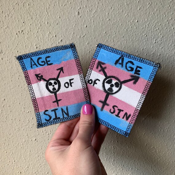 Age of Sin Trans Symbol Patch Hand Painted by Dungeon Cowboy