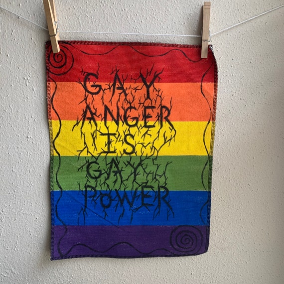 Gay Anger is Gay Power Back Patch Hand Painted by Dungeon Cowboy