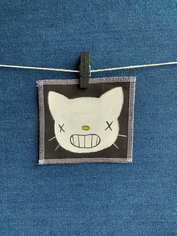 Happy Cat Patch Hand Painted by V