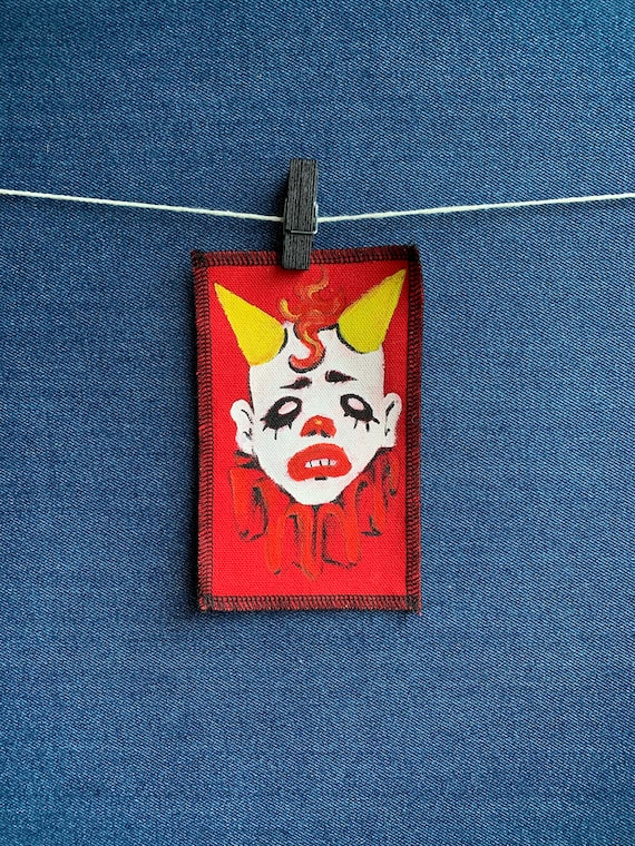Punk Clown Patch Hand Painted by V