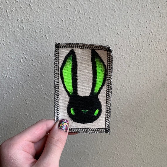 Neon Bunny Patch Hand Painted by V