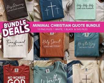 Minimal Christian Quote SVG PNG Bundle, Faith Shirt Designs, Bible Verse PNG