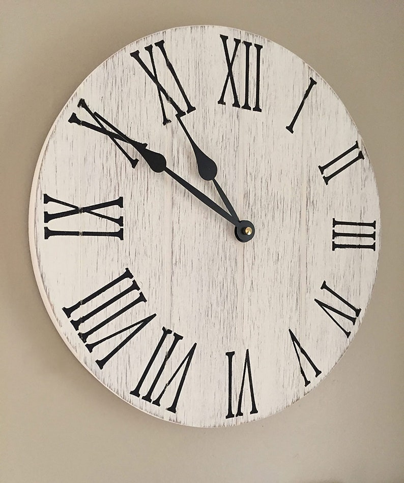 Rustic Farmhouse Decor Wall Clock, Large Wood Wall Clock, Wall Clock Large, Rustic Home Decor image 2