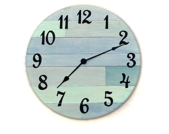 Beach Wall Clock - 16" rustic beach clock, reclaimed wood clock, Nautical Theme Clock for Beach Cottage or Coastal Decor.