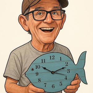 Painted Fish Wall Clock: Nautical Lake House Decor (15 inch)