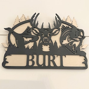 Hunting Decor Sign - Personalized Name Hunter Gift - Wooden Name Sign - Man Cave Sign