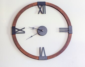 Unique Minimalist Wall Clock, Large Wood Wall Clock, Wall Clock Large, Home Wall Decor